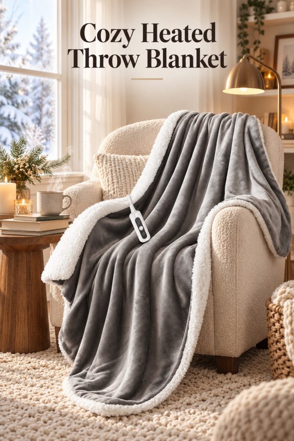 Cozy heated throw blanket for winter